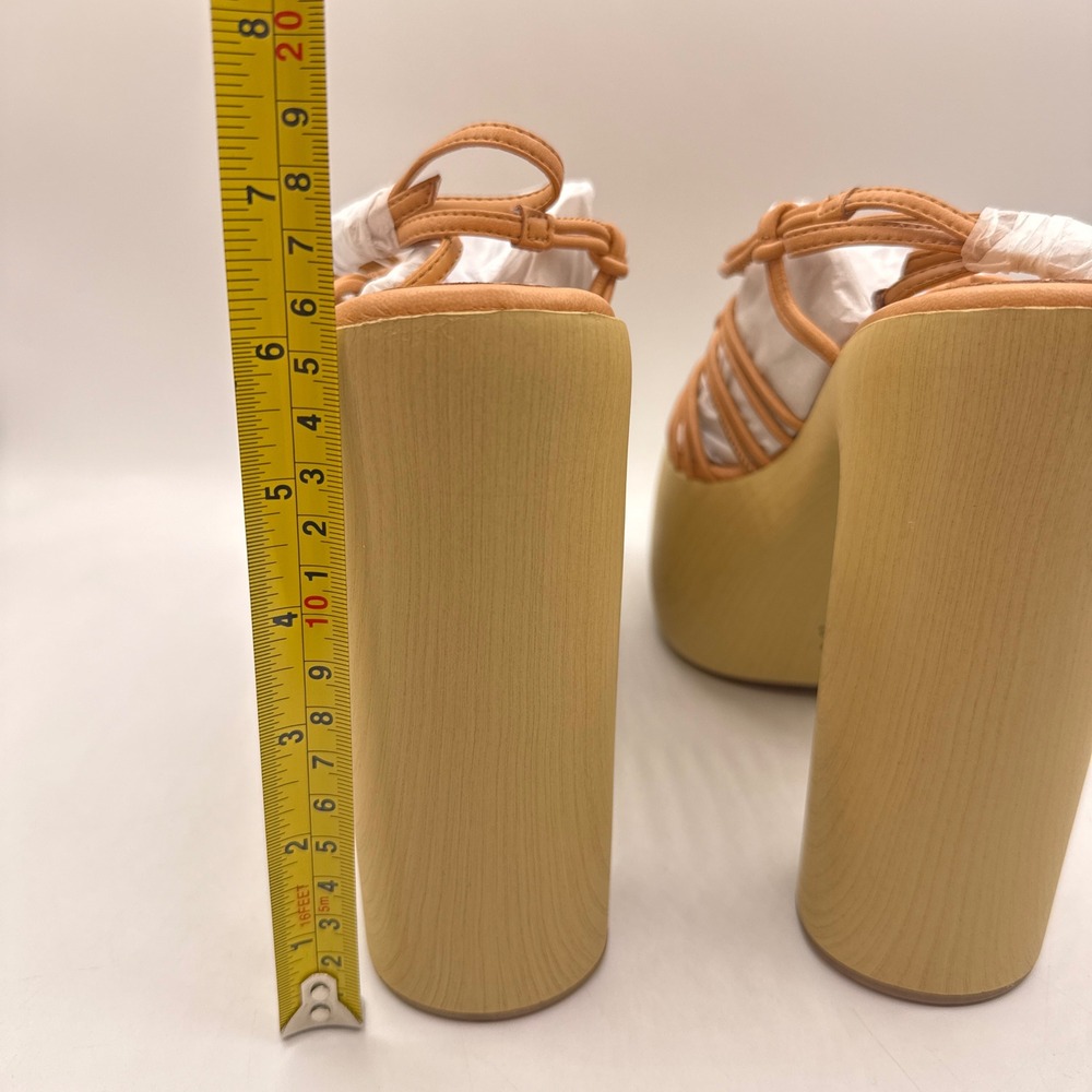 Sam Edelman Gia Platform Sandals Womens 9M Sand Vachetta Leather Wood Block Heel - Picture 14 of 16